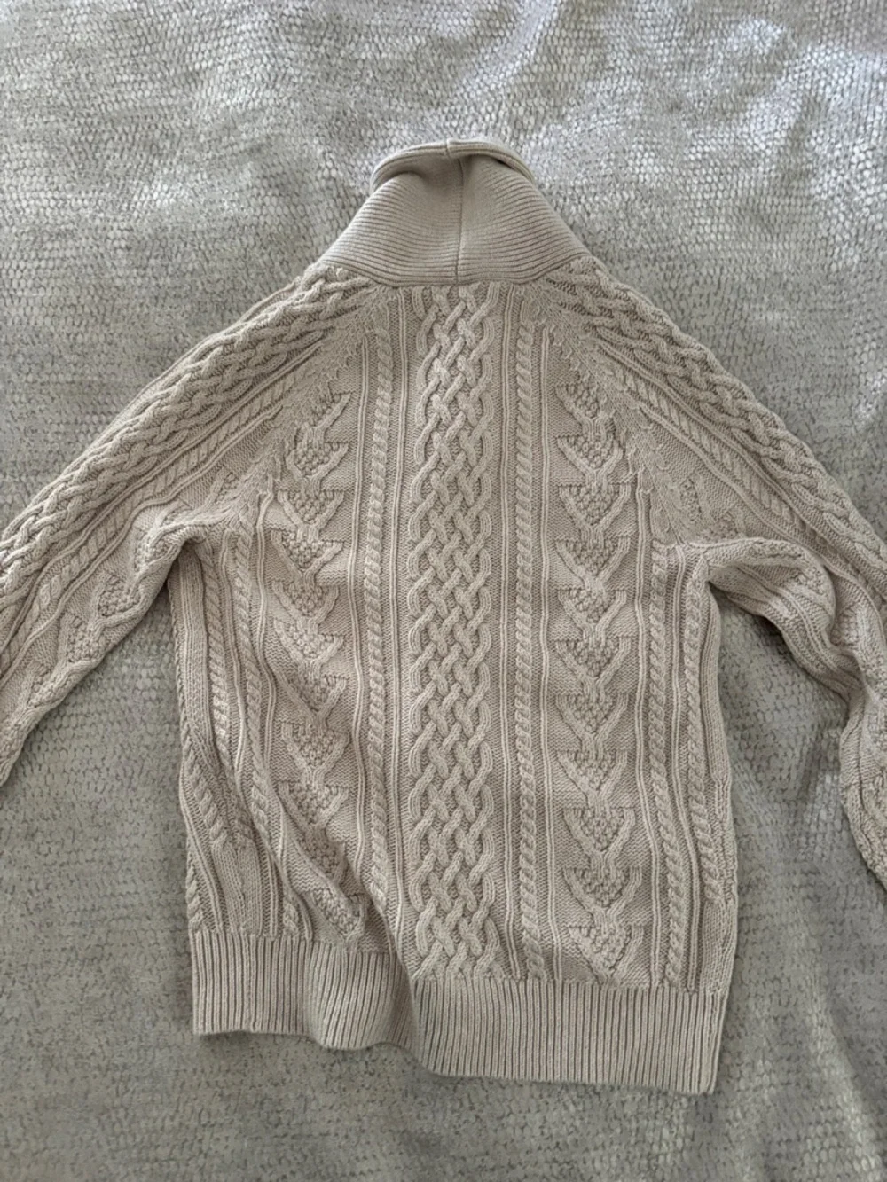 J. Crew Men's Cable Shawl Collar Cardigan - Cream - Picture 3 of 7